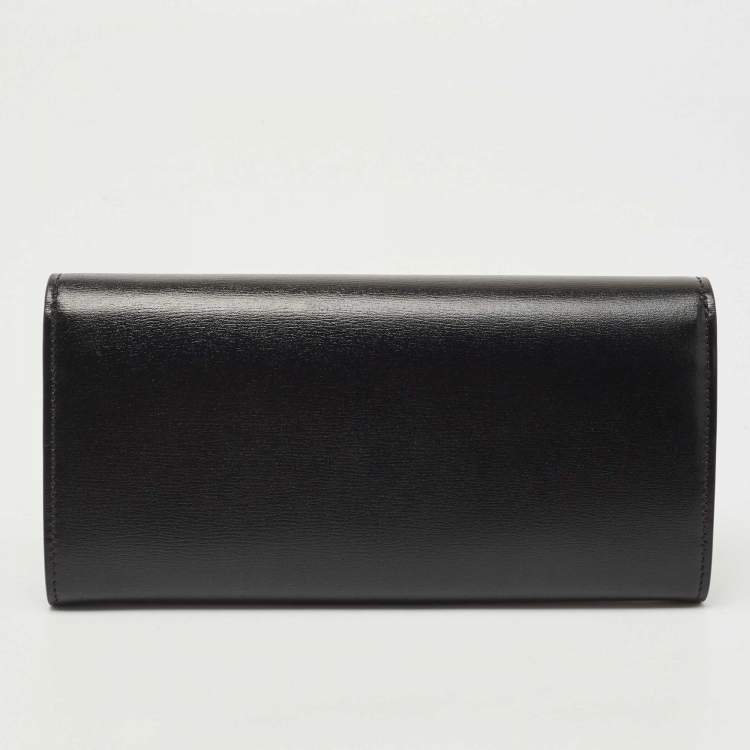 Pre Owned Giorgio Armani Black Leather Continental Wallet