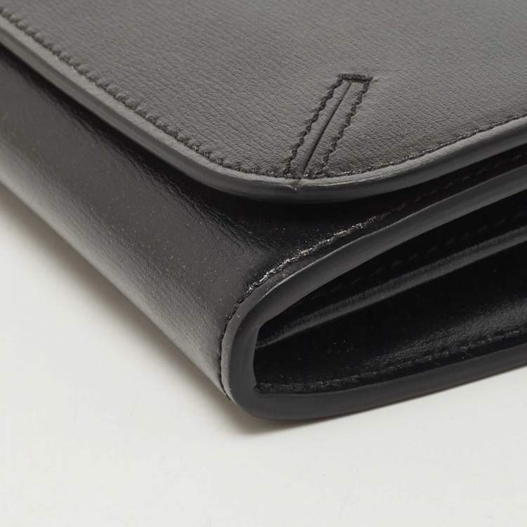 Pre Owned Giorgio Armani Black Leather Continental Wallet