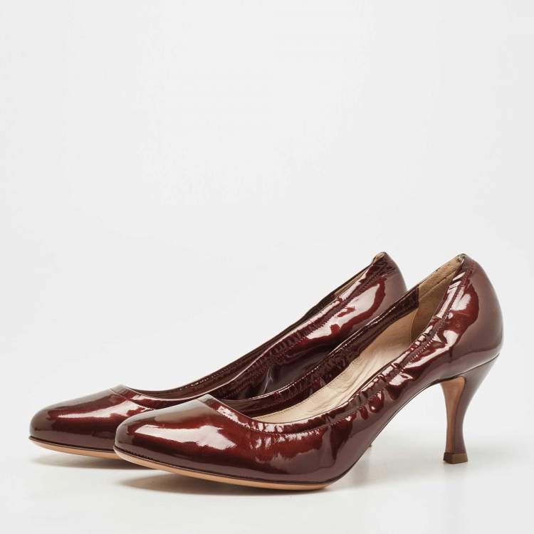 Pre Owned Giorgio Armani Metallic Brown Patent Leather Pumps Size 40