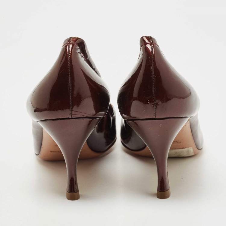 Pre Owned Giorgio Armani Metallic Brown Patent Leather Pumps Size 40
