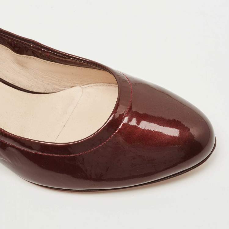 Pre Owned Giorgio Armani Metallic Brown Patent Leather Pumps Size 40