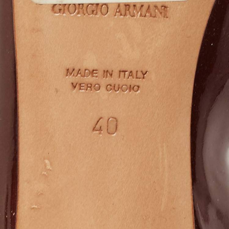 Pre Owned Giorgio Armani Metallic Brown Patent Leather Pumps Size 40