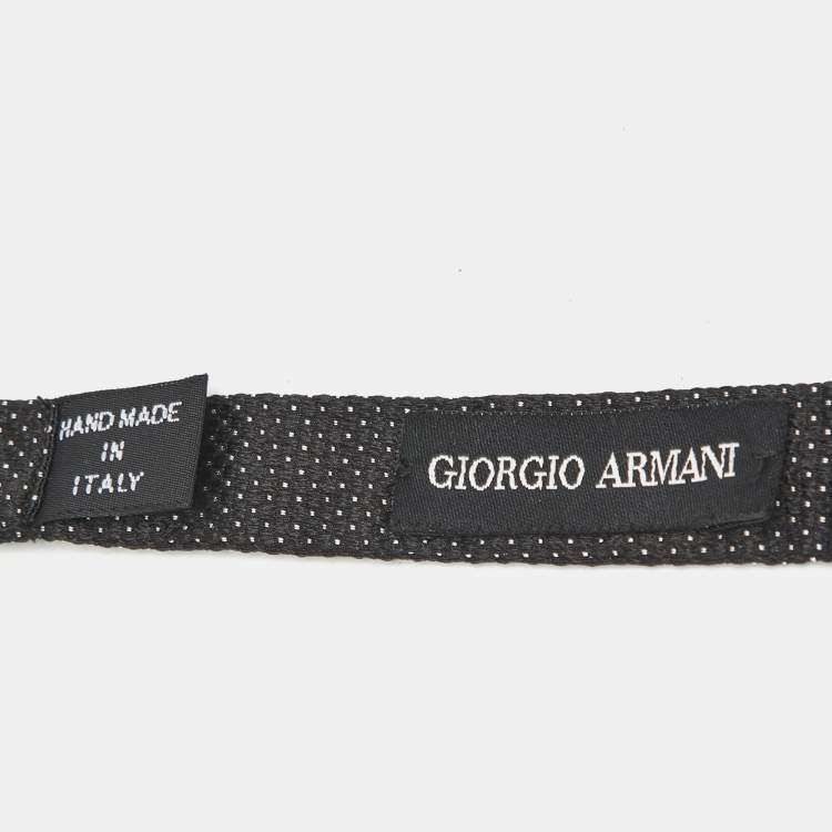 Pre Owned Giorgio Armani Black Silk Dotted Bow Tie