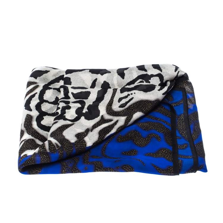 Pre Owned Giorgio Armani Multicolor Zebra Pattern Silk Scarf