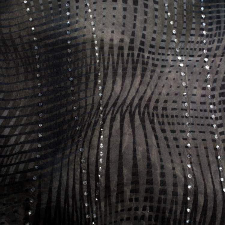Pre Owned Giorgio Armani Grey Printed & Embellished Stole 