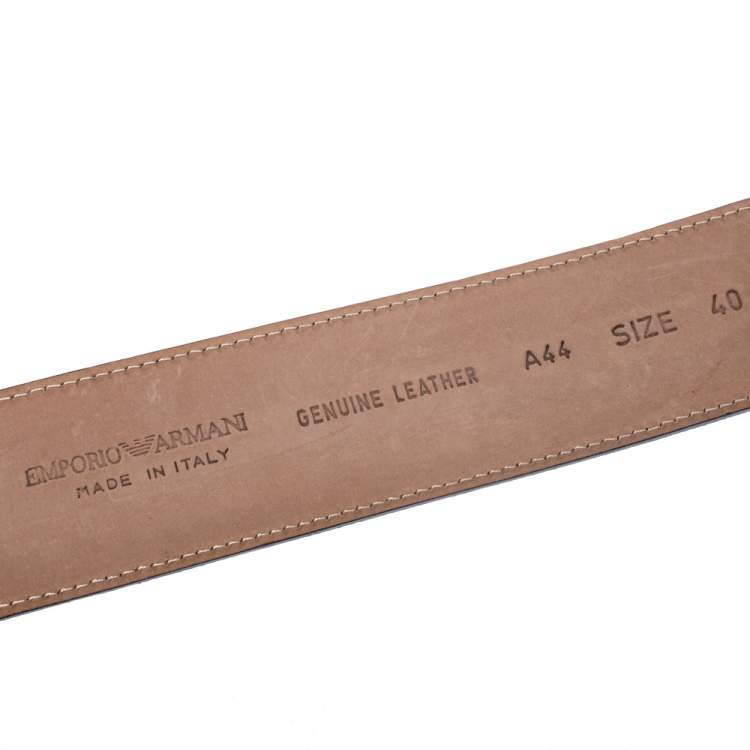 Pre Owned Giorgio Armani Metallic Ombre Blue Logo Belt 85CM