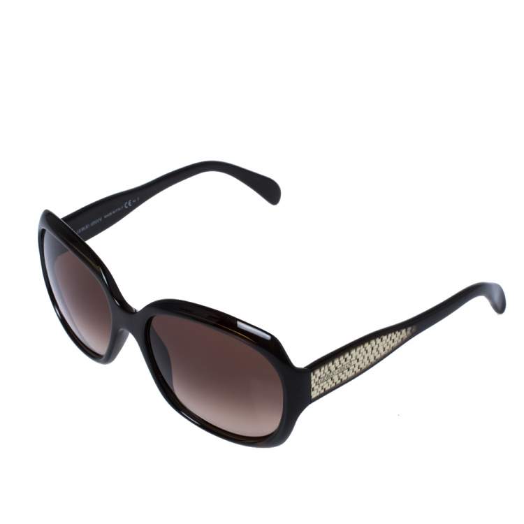 Pre Owned Giorgio Armani Brown Havana/ Brown Gradient GA 845/S Square Sunglasses