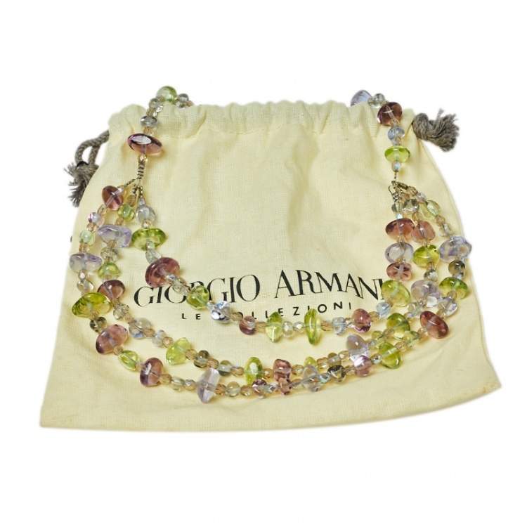 Pre Owned Giorgio Armani Multicolor Glass Beaded Multi Strand Necklace