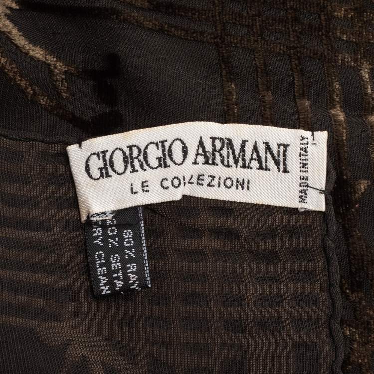 Pre Owned Giorgio Armani Le Collezioni Dark Green Floral Check Devore Scarf