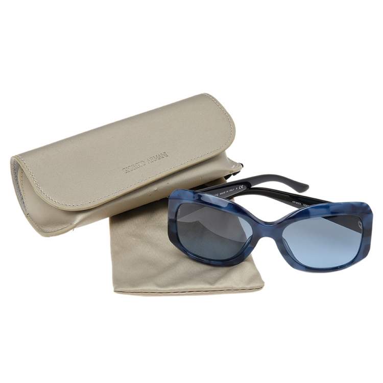 مملوكة مسبقًا Giorgio Armani Blue Havanna/Blue AR8002 Rectangle Sunglasses