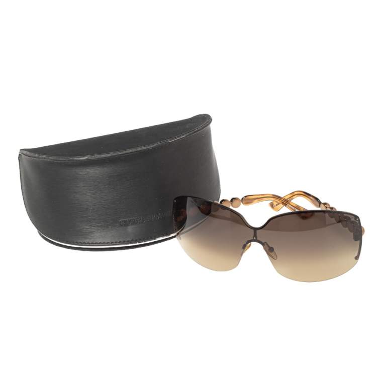 Pre Owned Giorgio Armani Brown Acetate EA9540 Gradient Shield Sunglasses