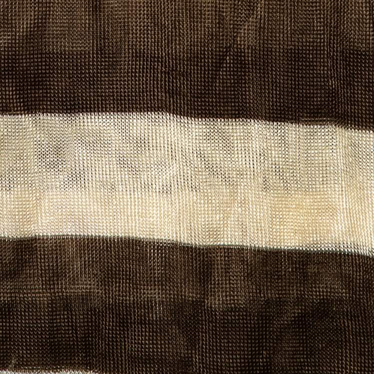 Pre Owned Giorgio Armani Brown & Beige Striped Knit Stole