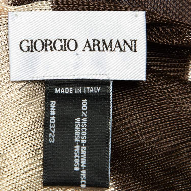 Pre Owned Giorgio Armani Brown & Beige Striped Knit Stole