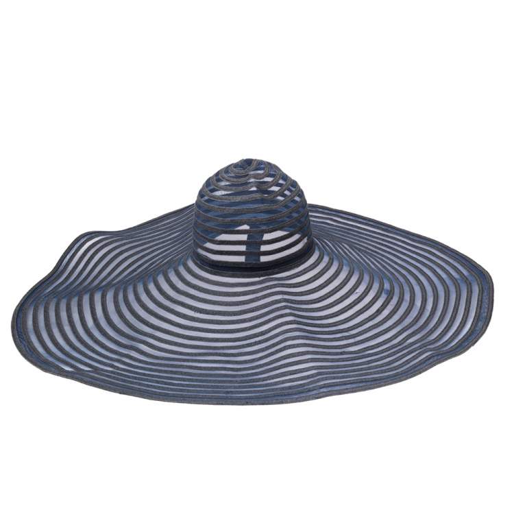 Pre Owned Giorgio Armani Blue Braided Straw Detailed Mesh Hat (58) 