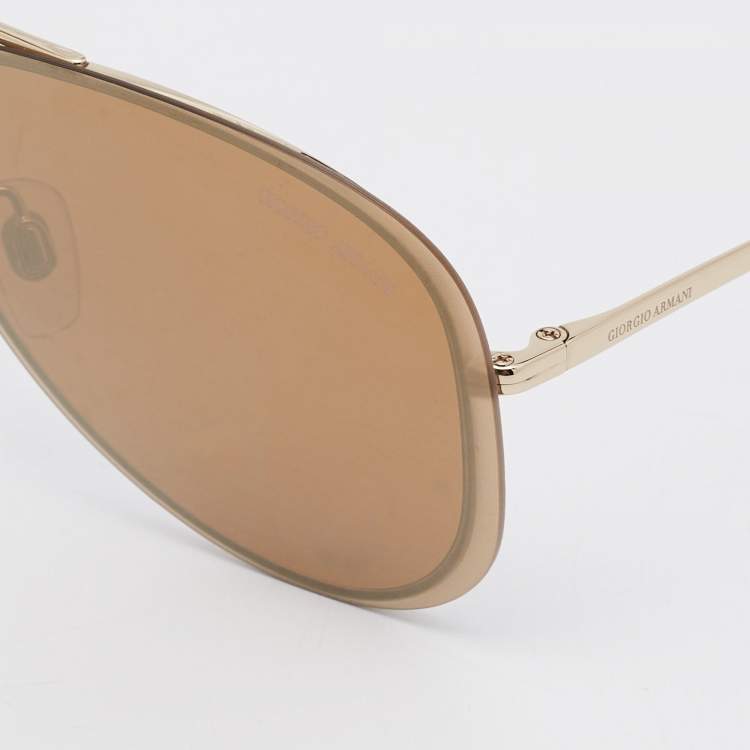 Pre Owned Giorgio Armani Brown AR6084 Mirrored Aviator Sunglasses