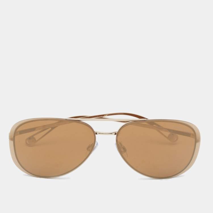 Pre Owned Giorgio Armani Brown AR6084 Mirrored Aviator Sunglasses