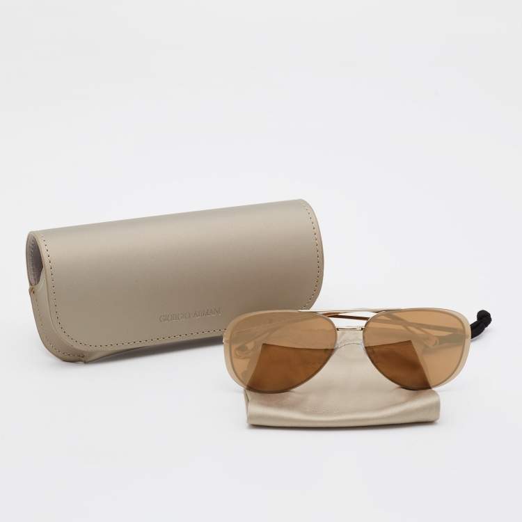 Pre Owned Giorgio Armani Brown AR6084 Mirrored Aviator Sunglasses