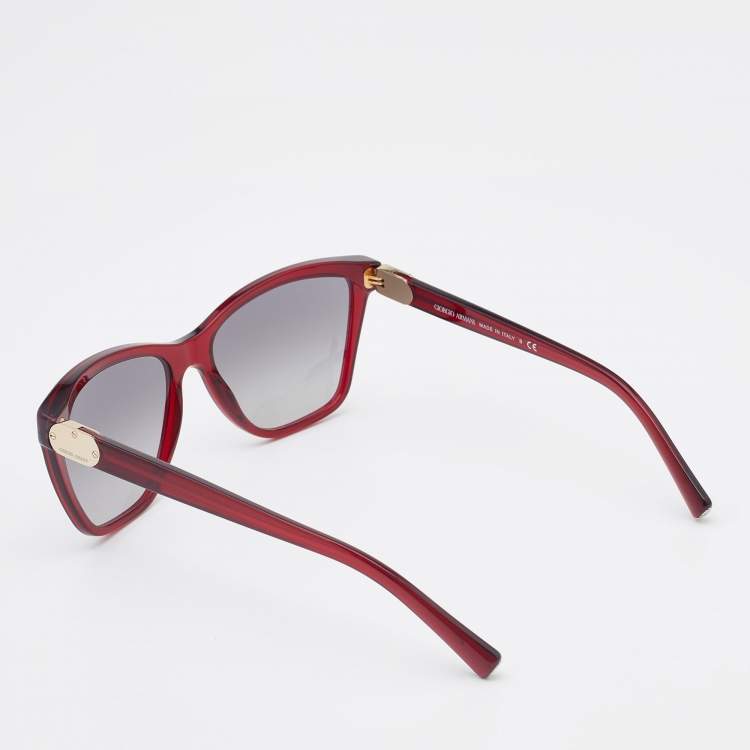 Pre Owned Giorgio Armani Burgundy / Grey Gradient AR 8035 Square Sunglasses