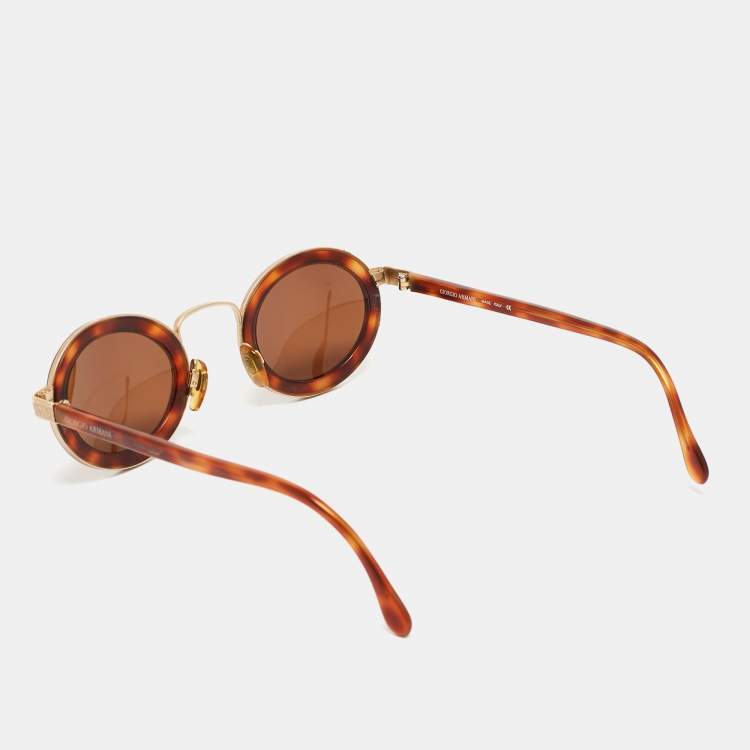 Pre Owned Giorgio Armani Brown Tortoise 631 890 Oval Sunglasses