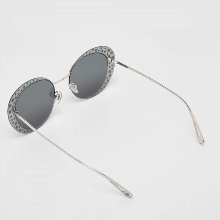 Pre Owned Giorgio Armani Grey/Silver Embellished AR6079 Round Sunglasses