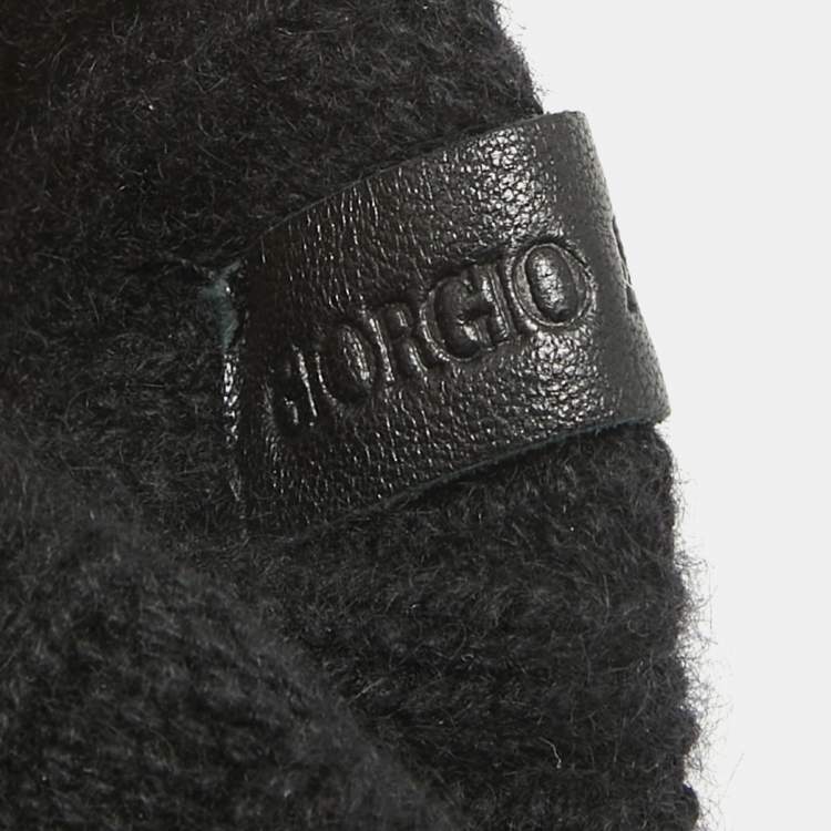 Pre Owned Giorgio Armani Black Cashmere Knit Gloves M