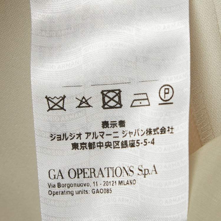 Pre Owned Giorgio Armani Cream Stretch Crepe High-Rise Trousers M