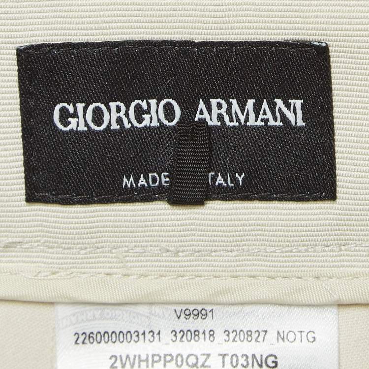 Pre Owned Giorgio Armani Cream Stretch Crepe High-Rise Trousers M