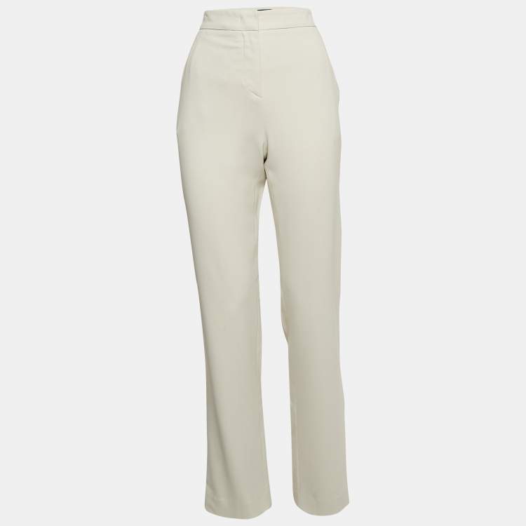 Pre Owned Giorgio Armani Cream Stretch Crepe High-Rise Trousers M