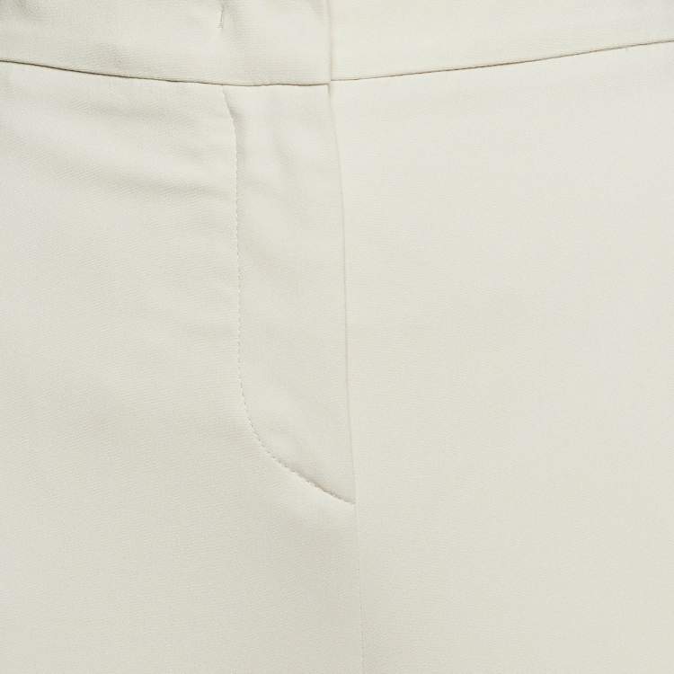 Pre Owned Giorgio Armani Cream Stretch Crepe High-Rise Trousers M