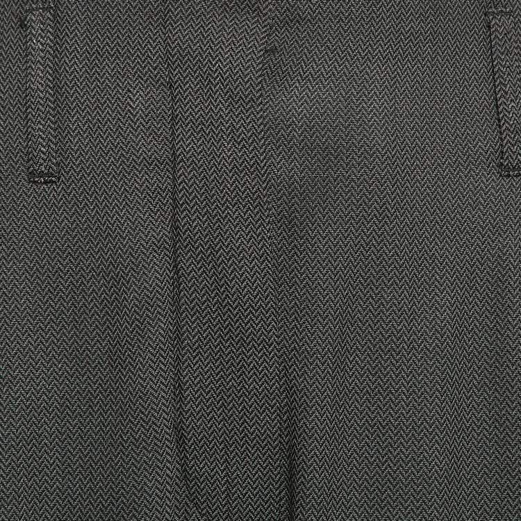 Pre Owned Giorgio Armani Grey Herringbone Pleated Trousers S
