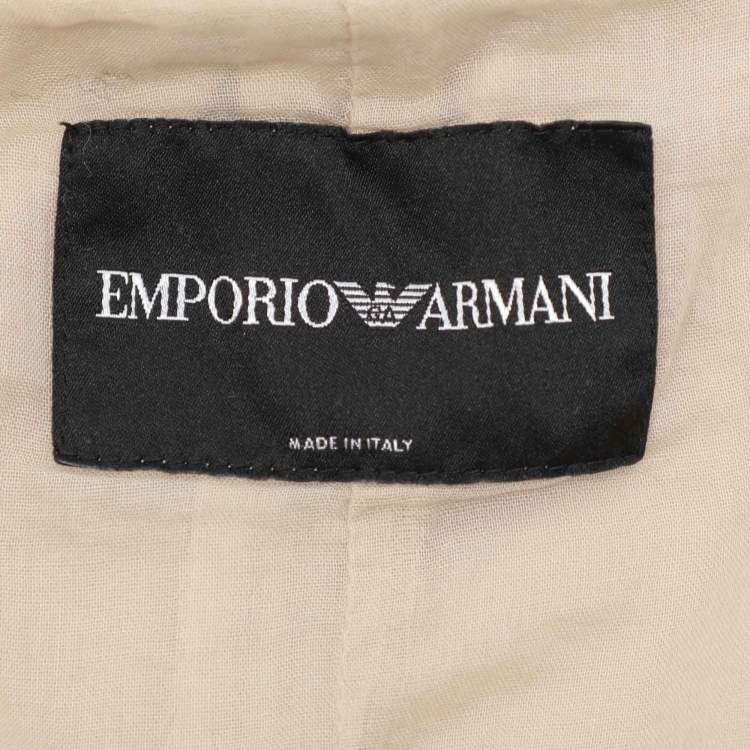 Pre Owned Giorgio Armani Cream Cotton Belted Coat S