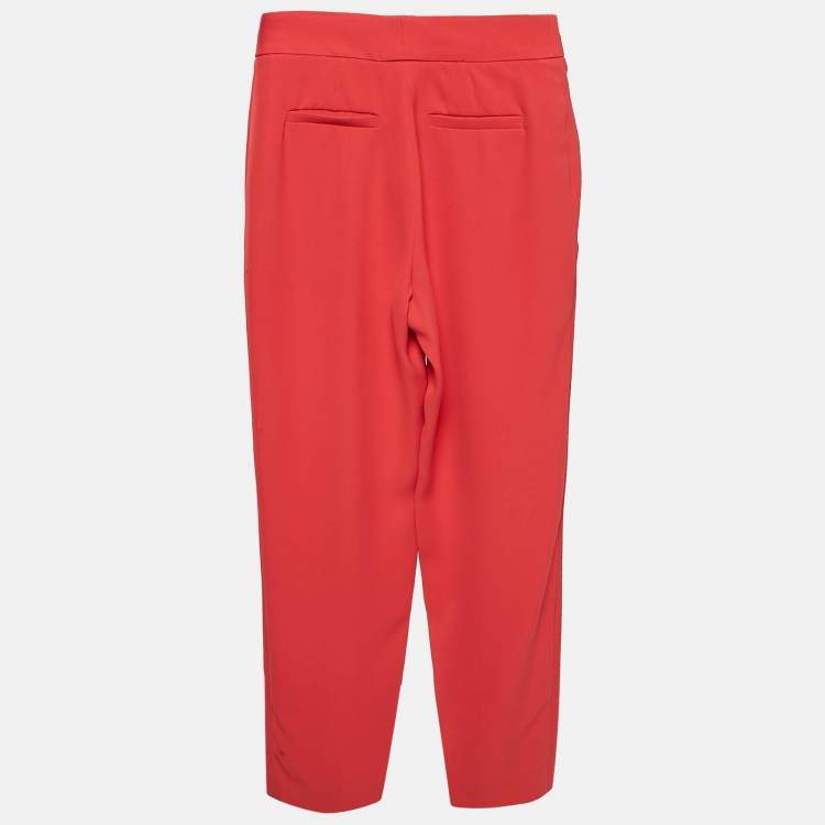 Pre Owned Giorgio Armani Pink Silk Pleated Trousers S