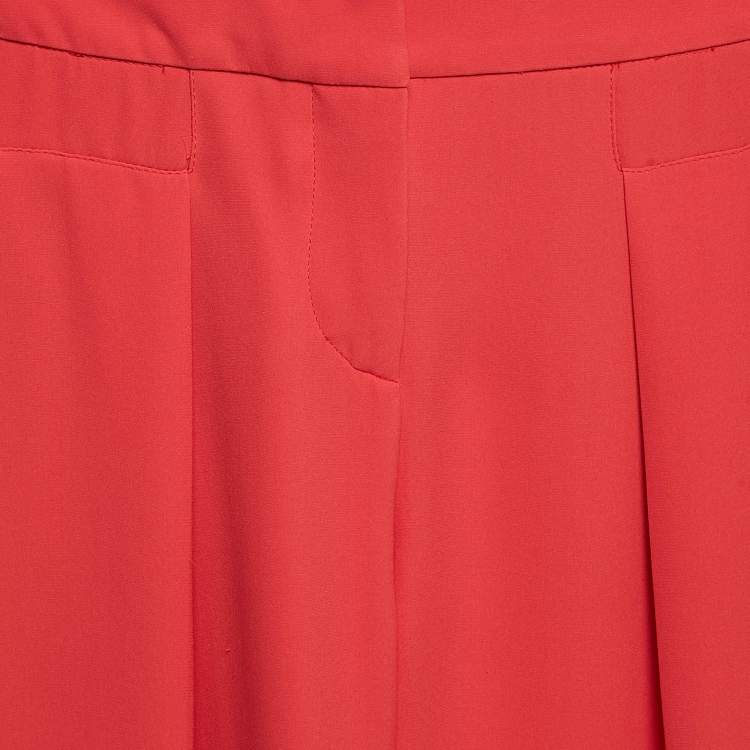 Pre Owned Giorgio Armani Pink Silk Pleated Trousers S