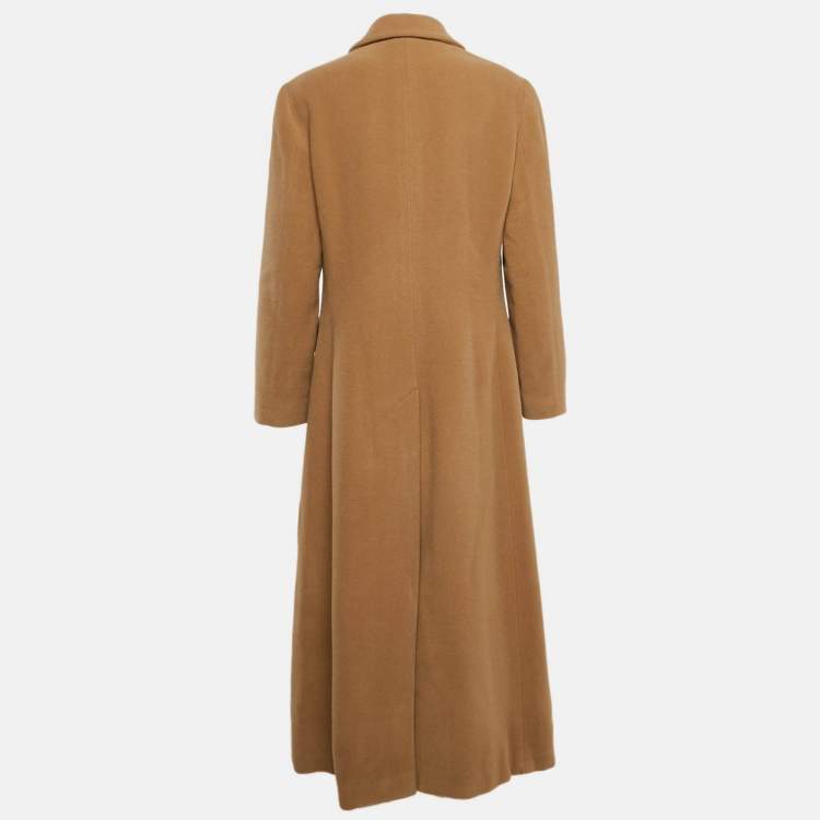 Pre Owned Giorgio Armani Beige Felt Wool Double Breasted Coat M