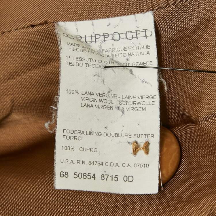 Pre Owned Giorgio Armani Beige Felt Wool Double Breasted Coat M