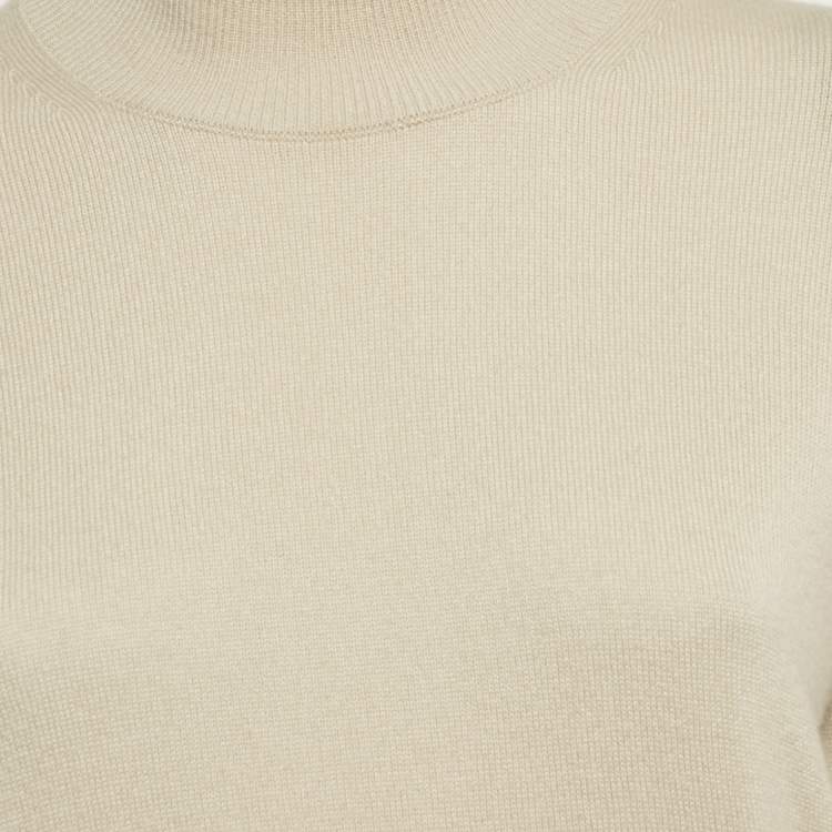 Pre Owned Giorgio Armani Beige Cashmere Knit Roll Neck Sweater M