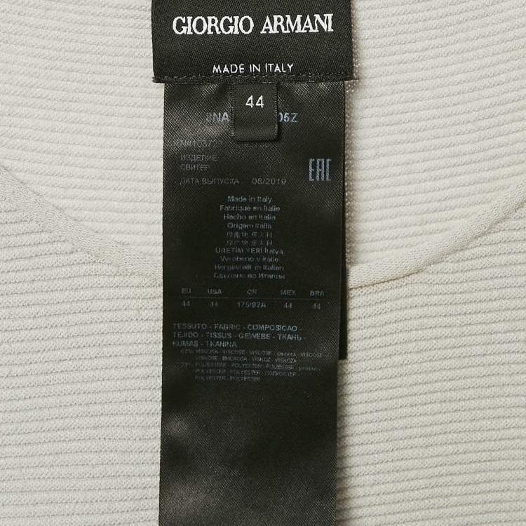 Pre Owned Giorgio Armani Grey Knit Links-Stitch Viscose Short Sleeve Jumper M