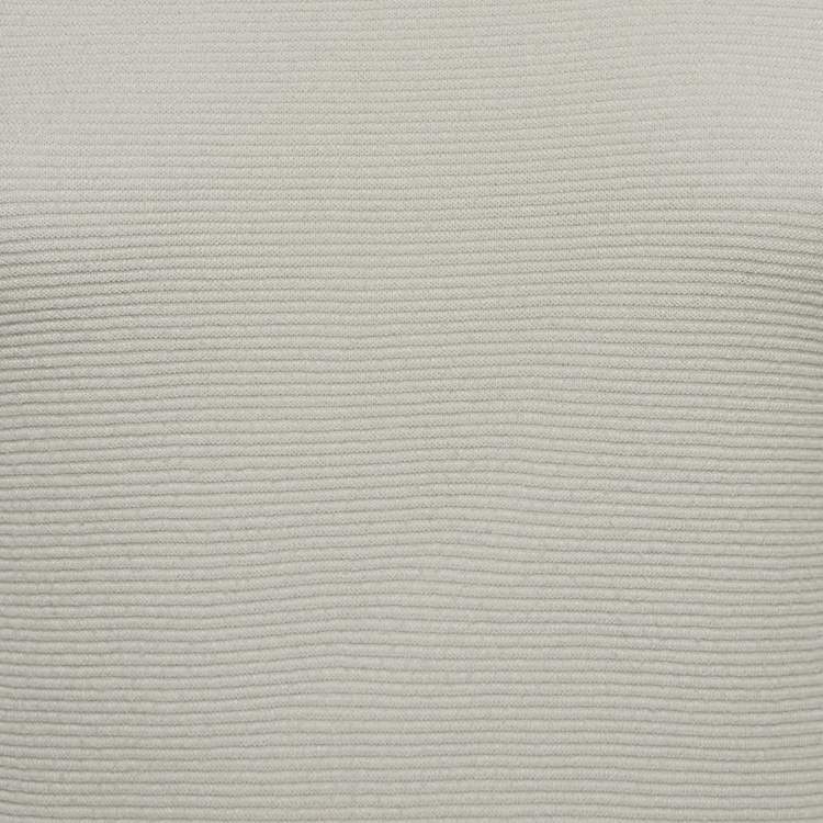 Pre Owned Giorgio Armani Grey Knit Links-Stitch Viscose Short Sleeve Jumper M