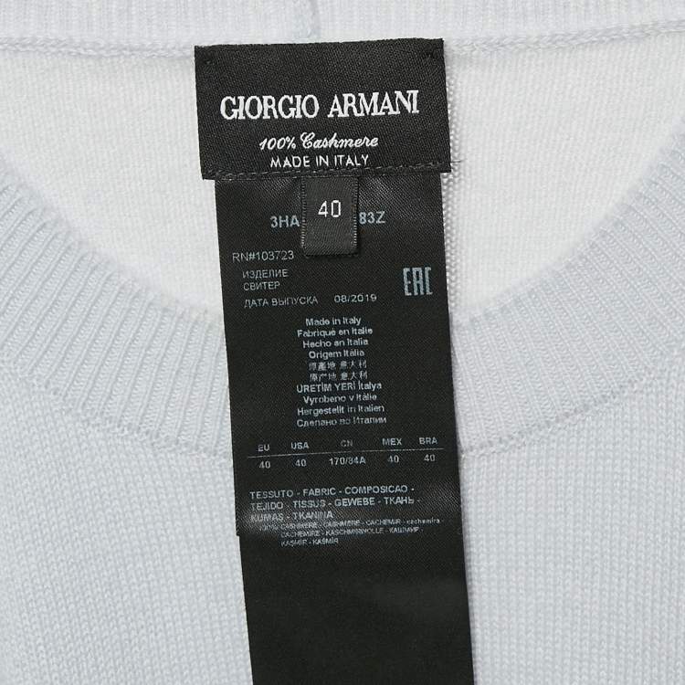 Pre Owned Giorgio Armani Blue Cashmere Knit Long Sleeve Sweater S