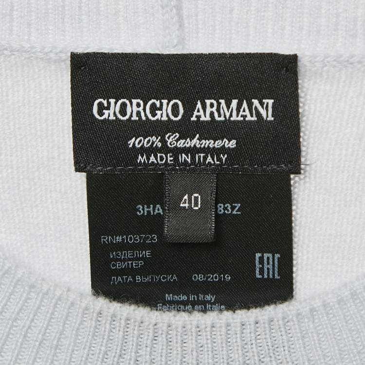 Pre Owned Giorgio Armani Blue Cashmere Knit Long Sleeve Sweater S