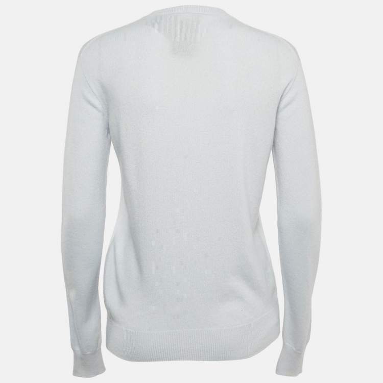 Pre Owned Giorgio Armani Blue Cashmere Knit Long Sleeve Sweater S