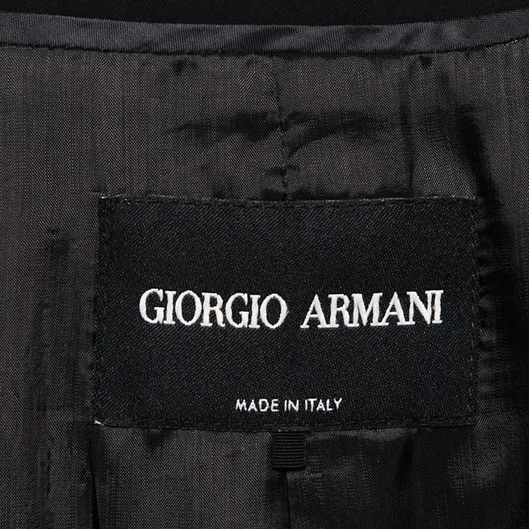 Pre Owned Giorgio Armani Black Gabardine Single Breasted Blazer S