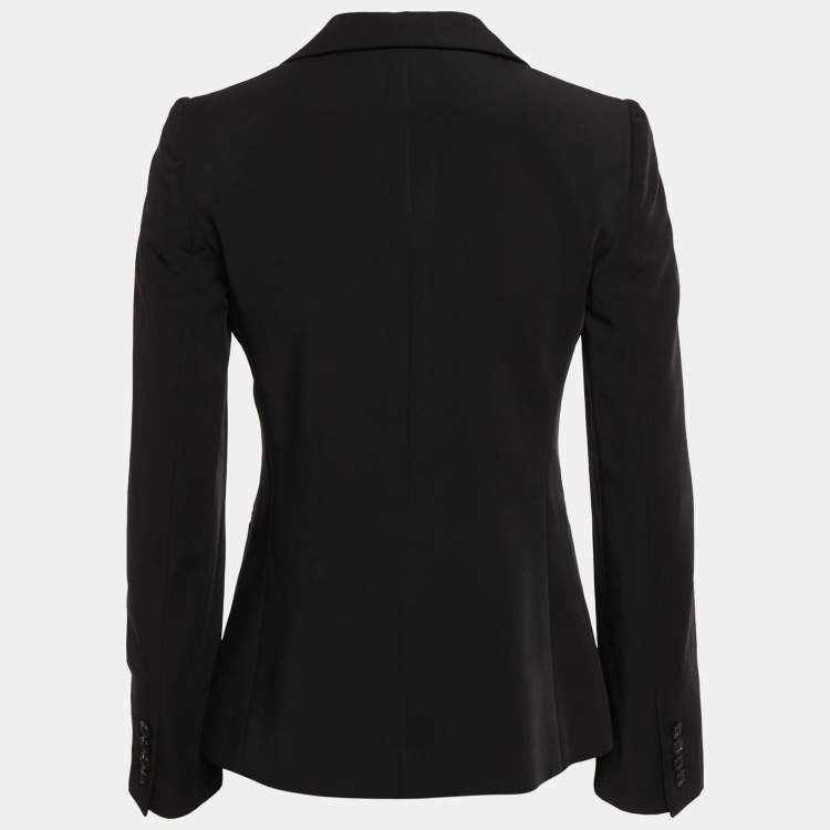 Pre Owned Giorgio Armani Black Gabardine Single Breasted Blazer S