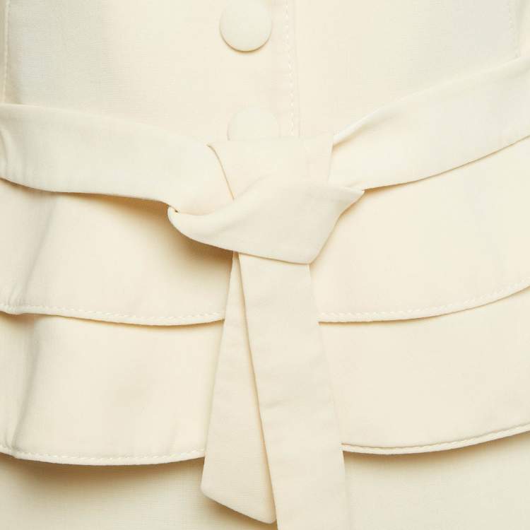 Pre Owned Giorgio Armani Cream Virgin Wool Pantsuit M 