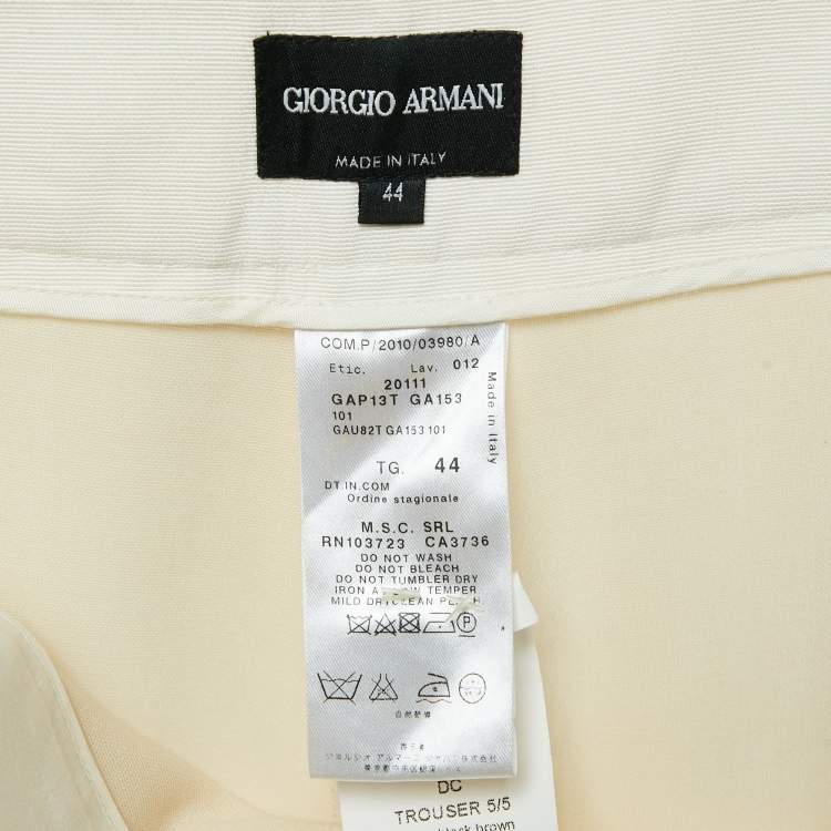 Pre Owned Giorgio Armani Cream Virgin Wool Pantsuit M 