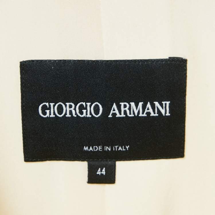 Pre Owned Giorgio Armani Cream Virgin Wool Pantsuit M 