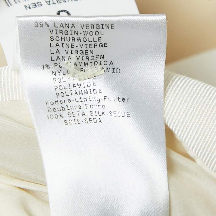 Pre Owned Giorgio Armani Cream Virgin Wool Pantsuit M 
