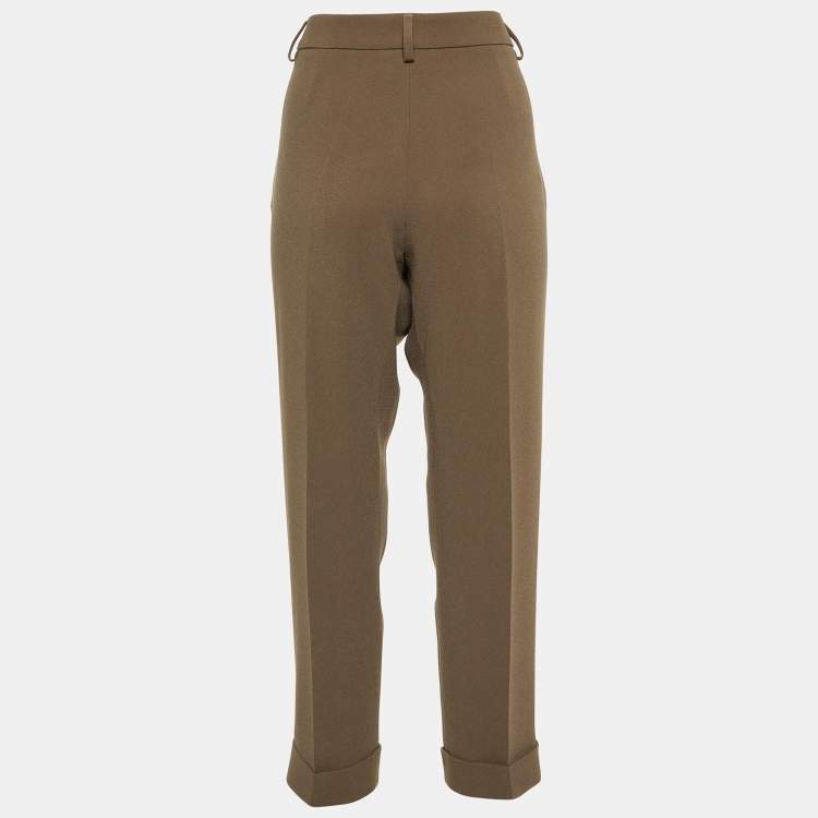Pre Owned Giorgio Armani Brown Crepe Pleated Trousers M