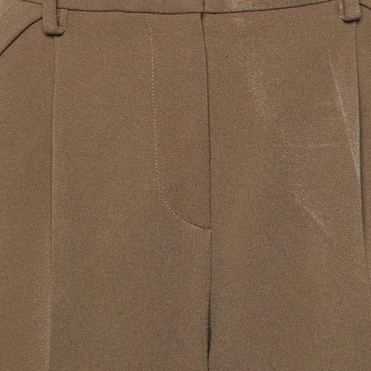 Pre Owned Giorgio Armani Brown Crepe Pleated Trousers M