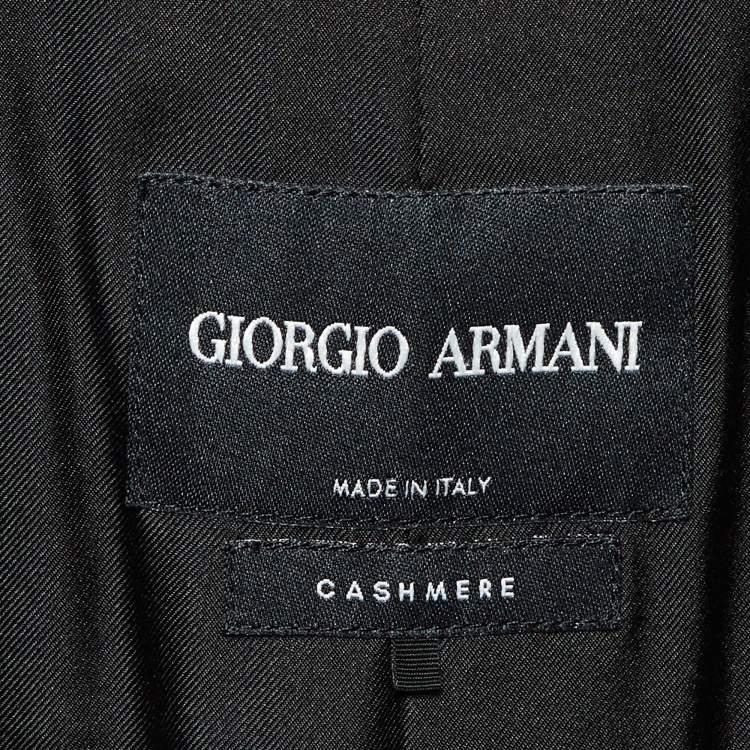Pre Owned Giorgio Armani Black Cashmere Single Breasted Coat L